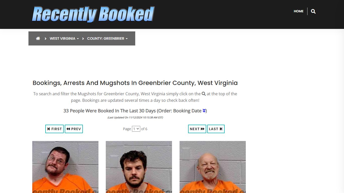 Bookings, Arrests and Mugshots in Greenbrier County, West Virginia