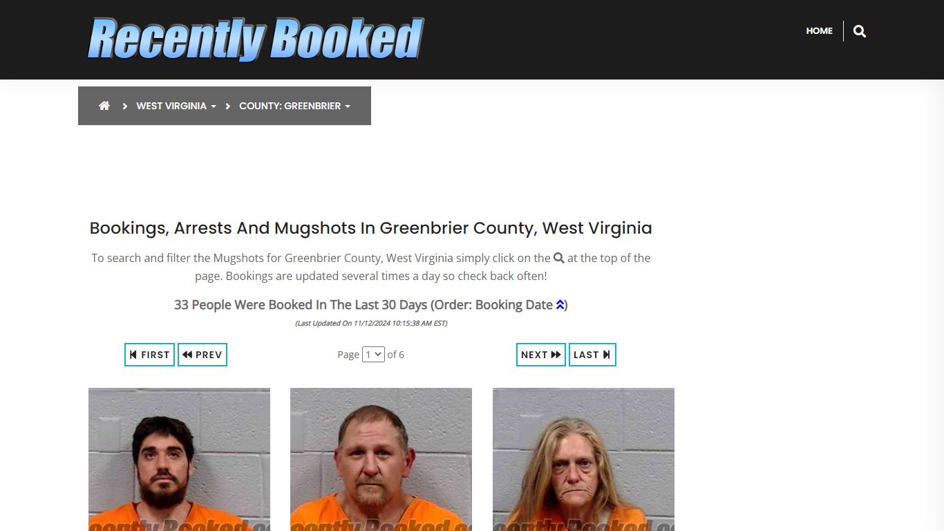 Bookings, Arrests and Mugshots in Greenbrier County, West Virginia