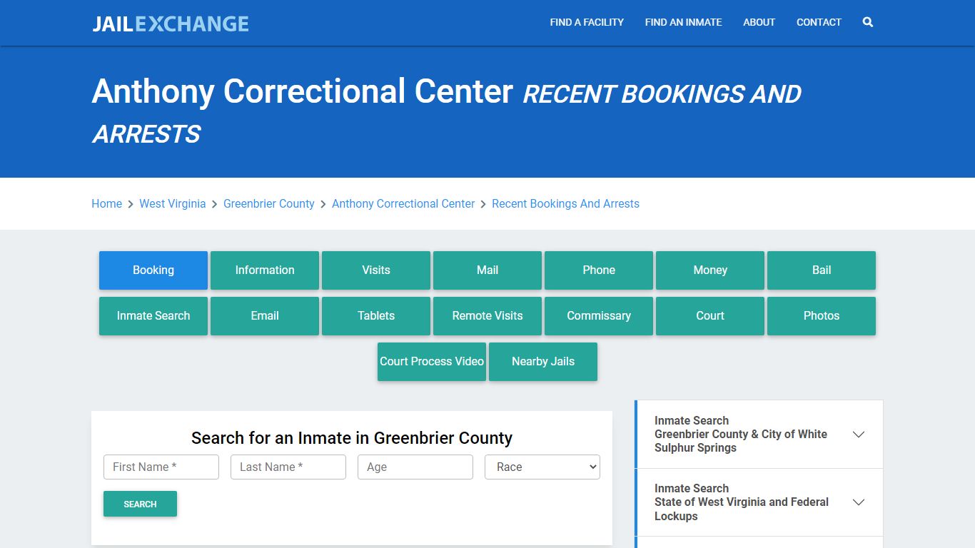 Anthony Correctional Center Recent Bookings And Arrests - Jail Exchange