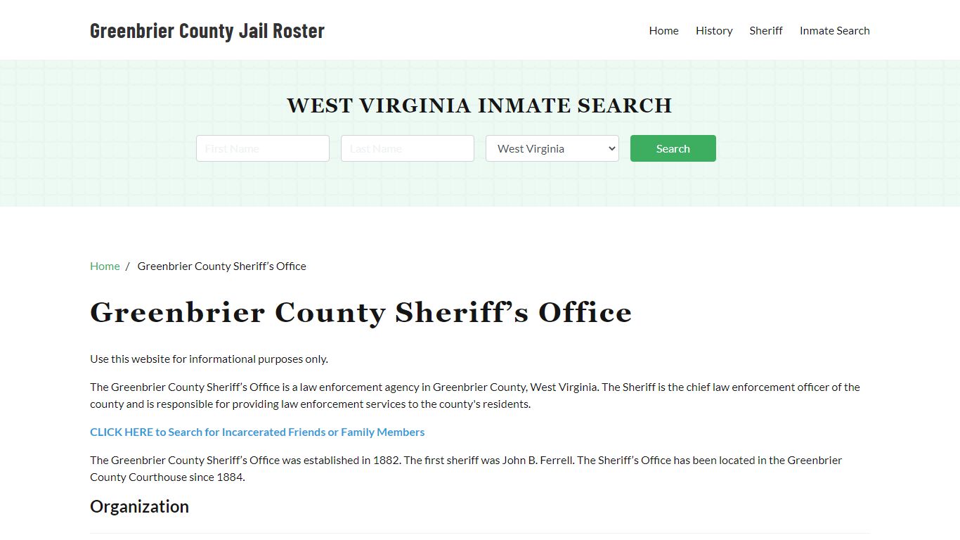 Greenbrier County Sheriff Office, WV, Arrest Warrants Search