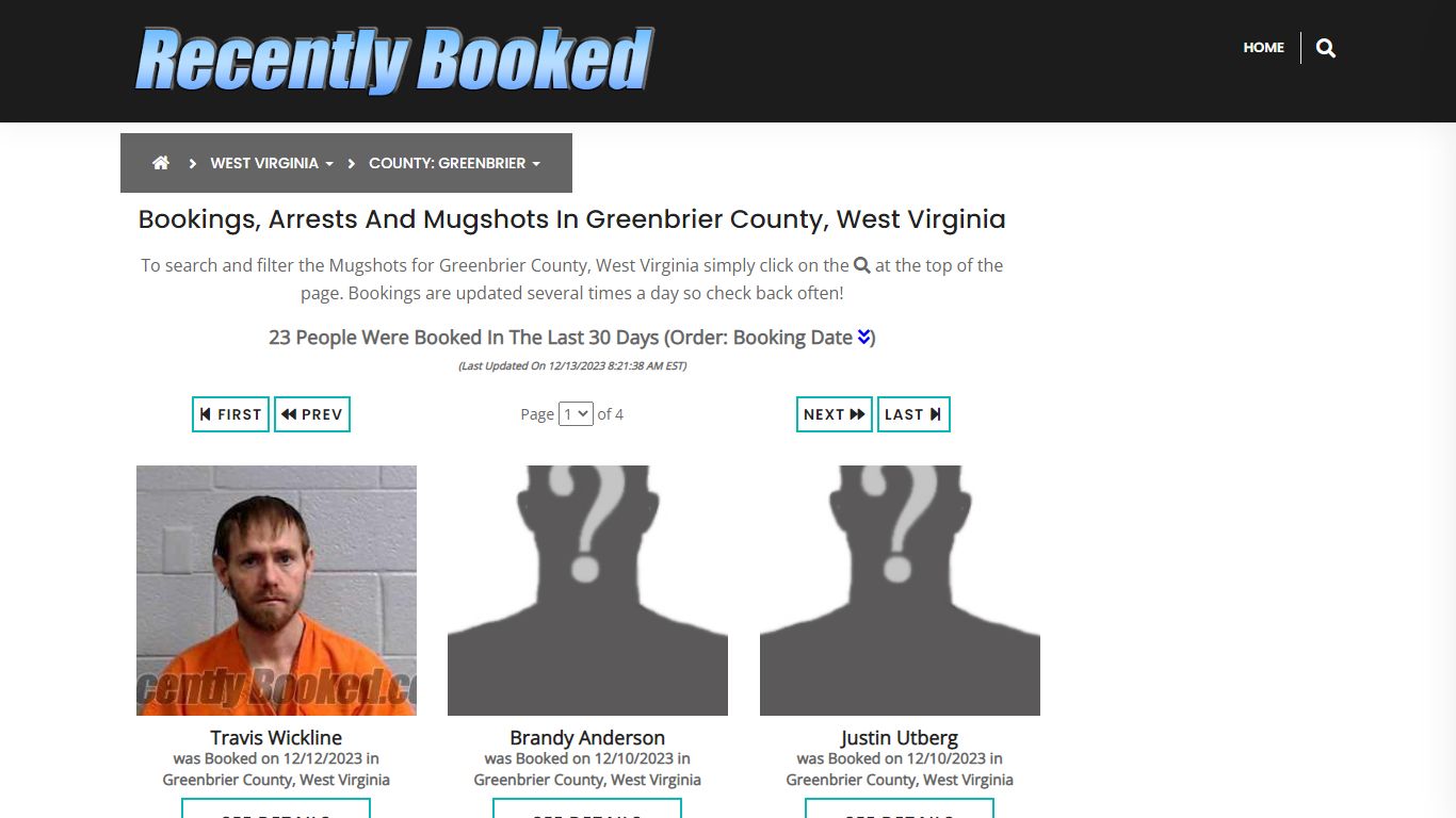 Bookings, Arrests and Mugshots in Greenbrier County, West Virginia