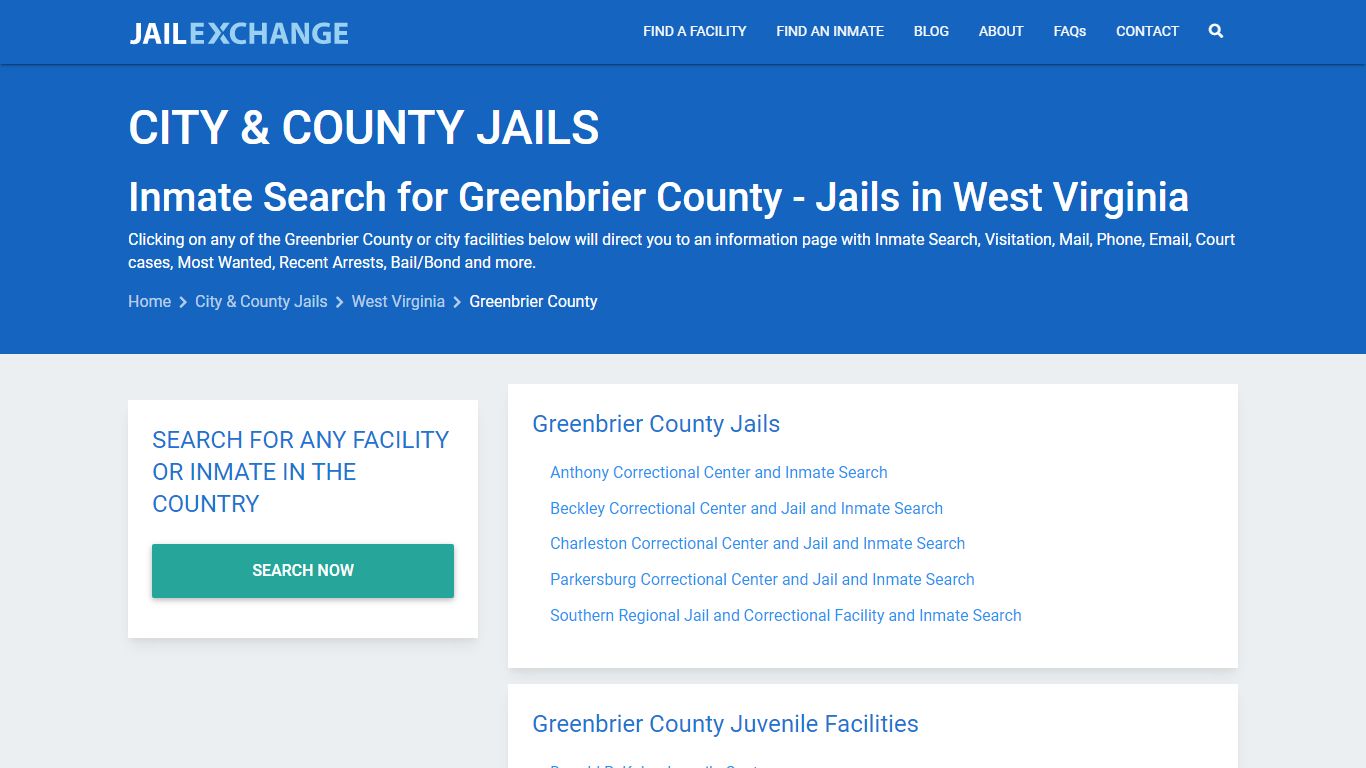 Inmate Search for Greenbrier County - Jails in West Virginia